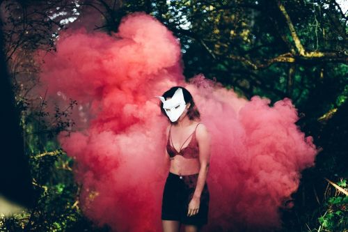 woman mask vapor