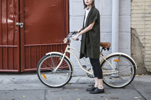 woman bicycle fashion