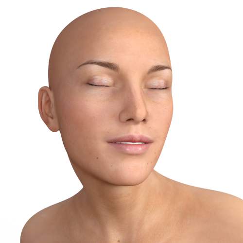 woman bald head face