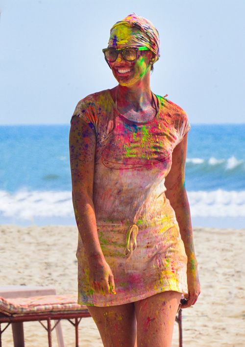 woman beach color