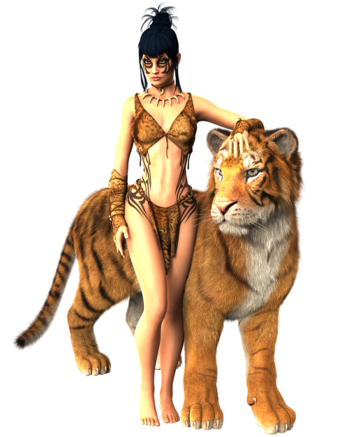 woman tiger mystical