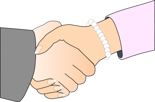woman partners handshake