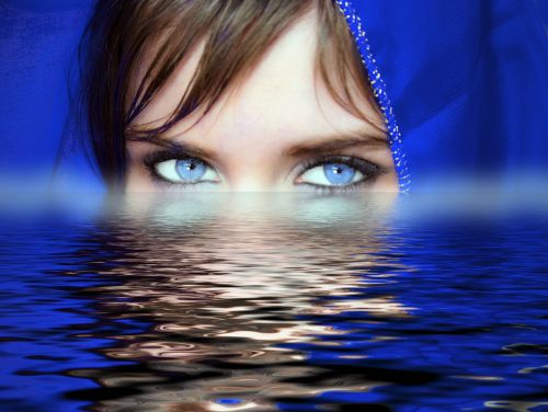 woman eyes water