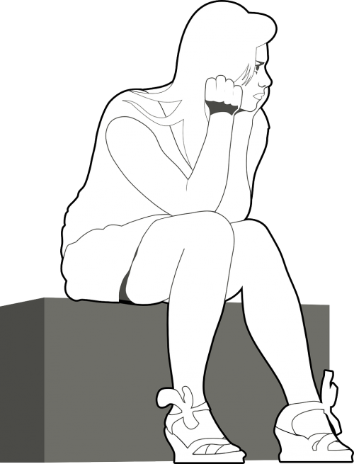 woman girl sitting