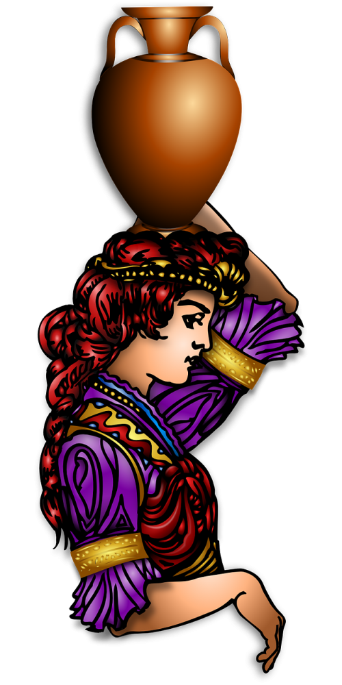 woman carrying amphora