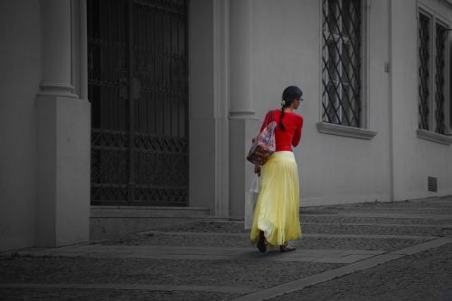 woman red yellow