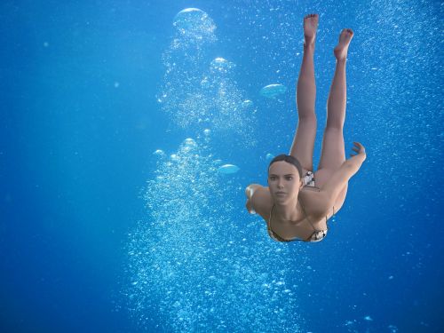 woman diving swim