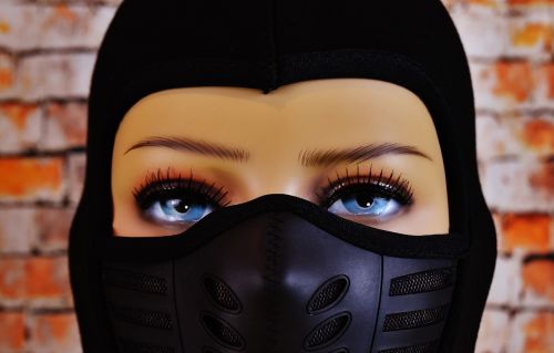 woman ski mask eyes