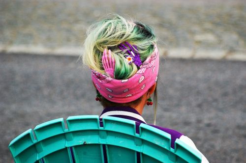 woman older scarf hair