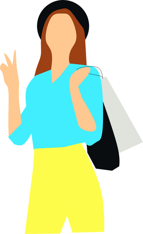 woman shopping happy