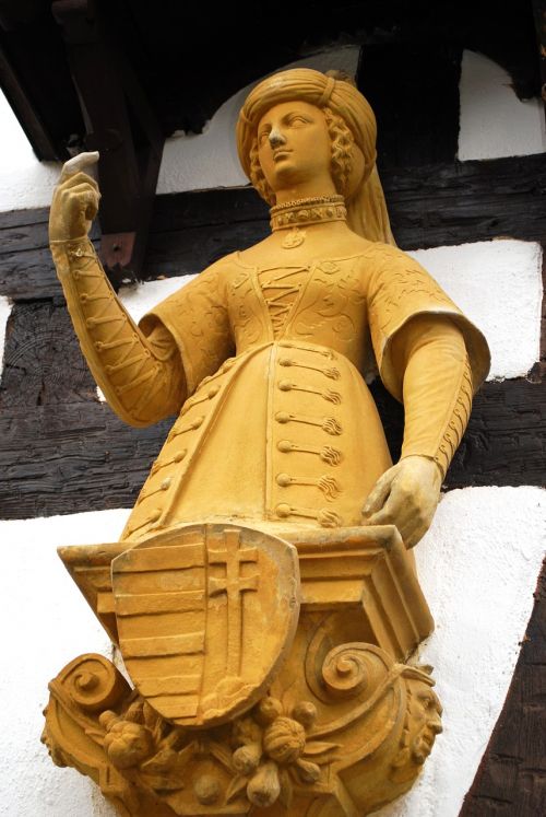 woman shield castle art