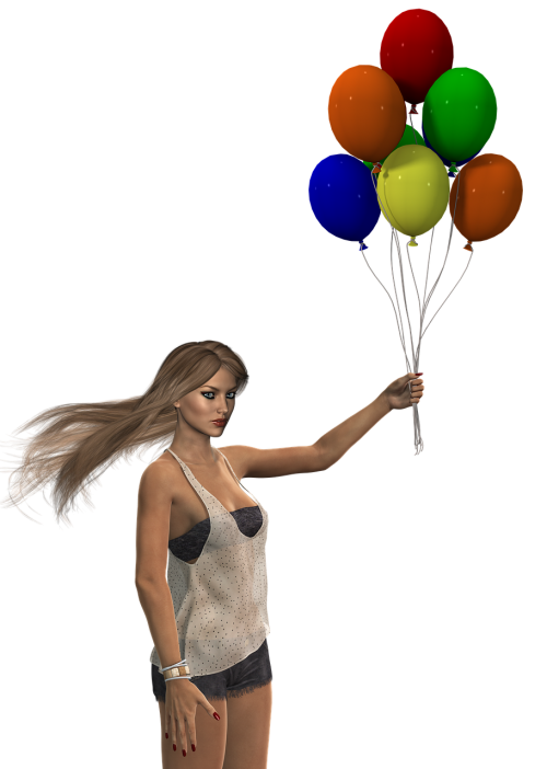 woman balloons long hair