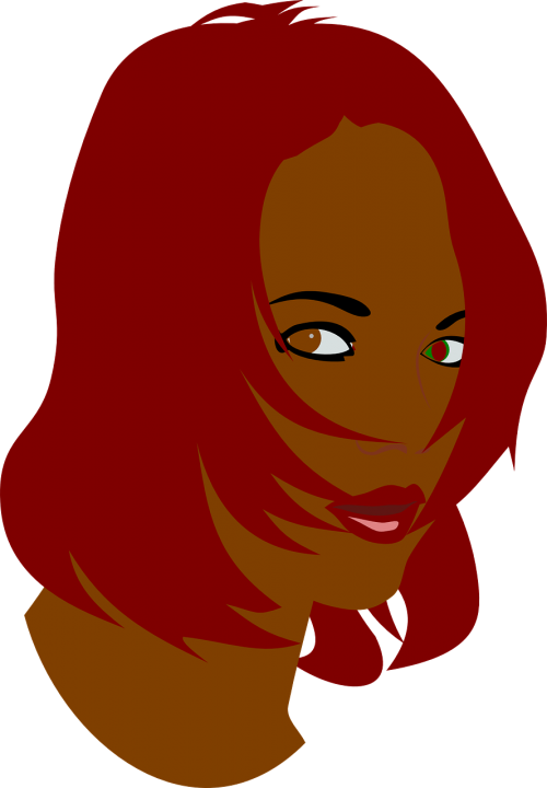 woman red hair brown
