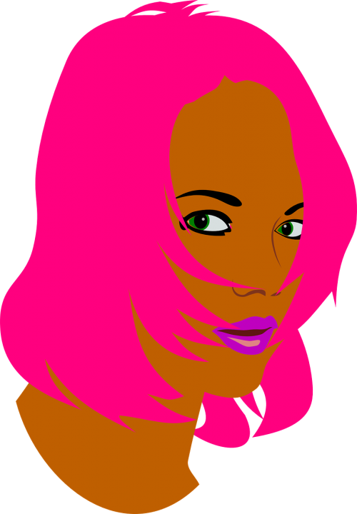 woman pink hair eyes