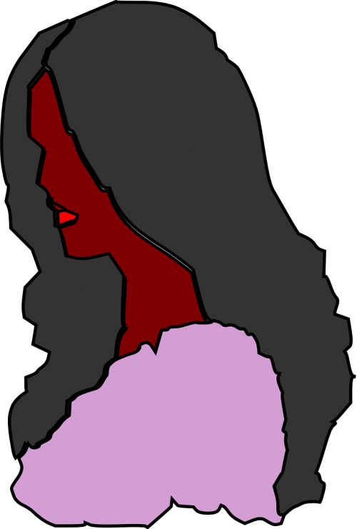 woman profile long gray hair