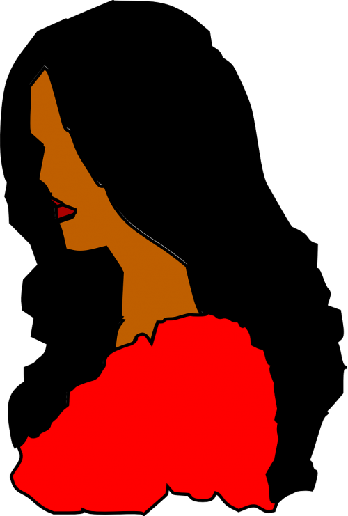 woman profile long black hair
