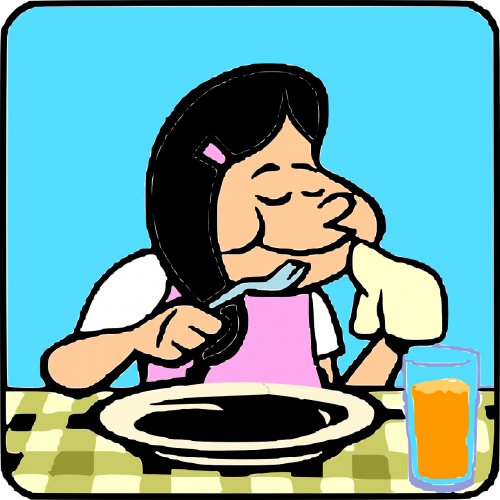 woman eating table