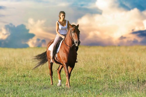 woman  riding  horse