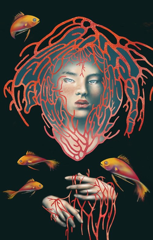 woman  fish  coral
