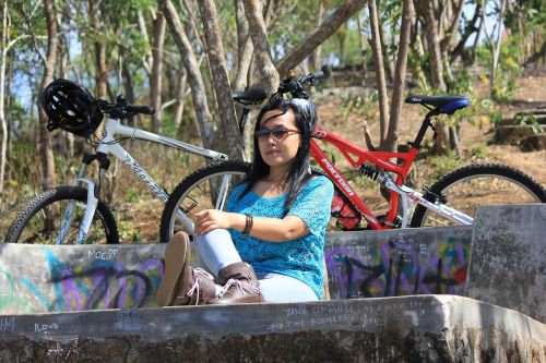 woman bicycle relaxing