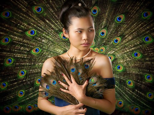 woman  feather  peacock