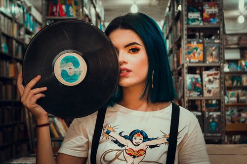 woman  vinyl  library