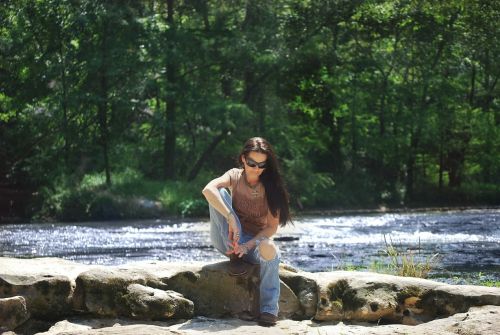 woman portrait river