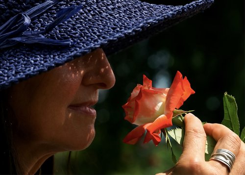 woman  hat  rose