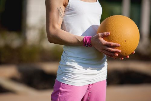 woman fitness ball