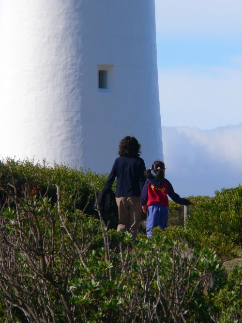 woman child lighthouse