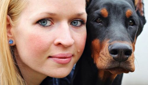 woman portrait dog