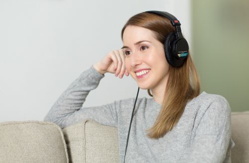 woman girl headphones