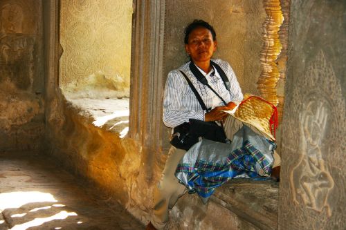 woman temple cambodia