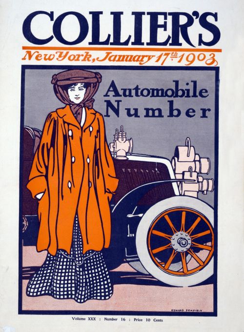 Woman &amp; Car Vintage Art