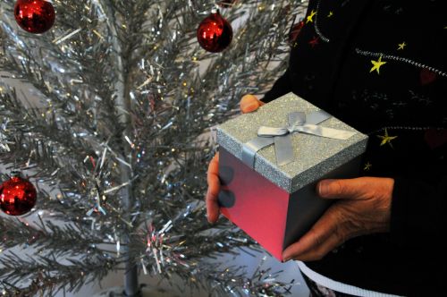 Woman Holding Christmas Gift