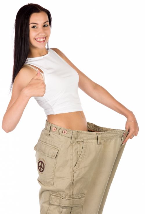 Woman In Pants After Diet