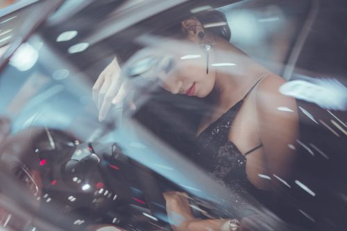 woman in the car beauty girl