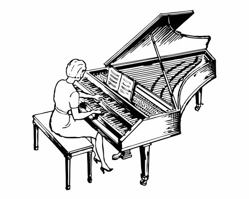 Woman Playing Harpsichord Clipart