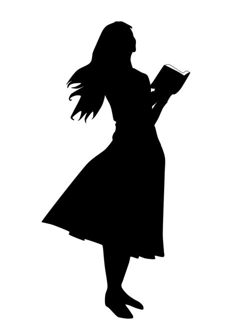 woman reading the bible illustration silhouette