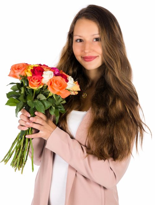 Woman With Flowers Bouquet