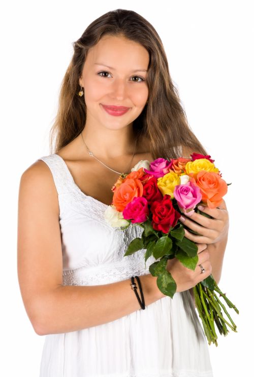 Woman With Flowers Bouquet