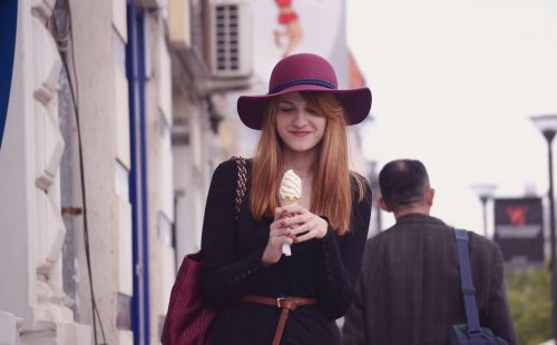 woman with ice-cream girl lady