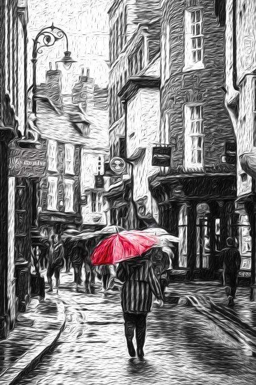 Woman With Red Umbrella