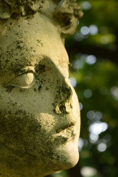 woman's head statue stone