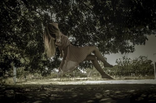 women levitation in the air