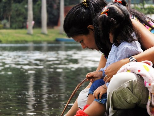 women  girl  lake