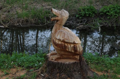 wood sculpture duck