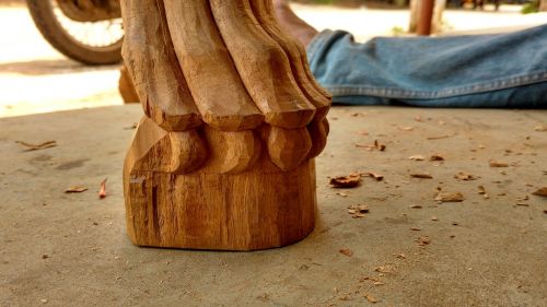 wood carving lion leg