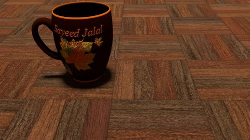 wood floor mug