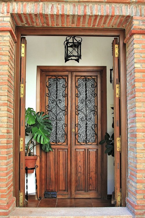 wood  door  house